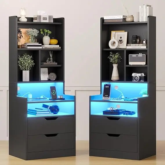 Tall Night Stands with Charging Station