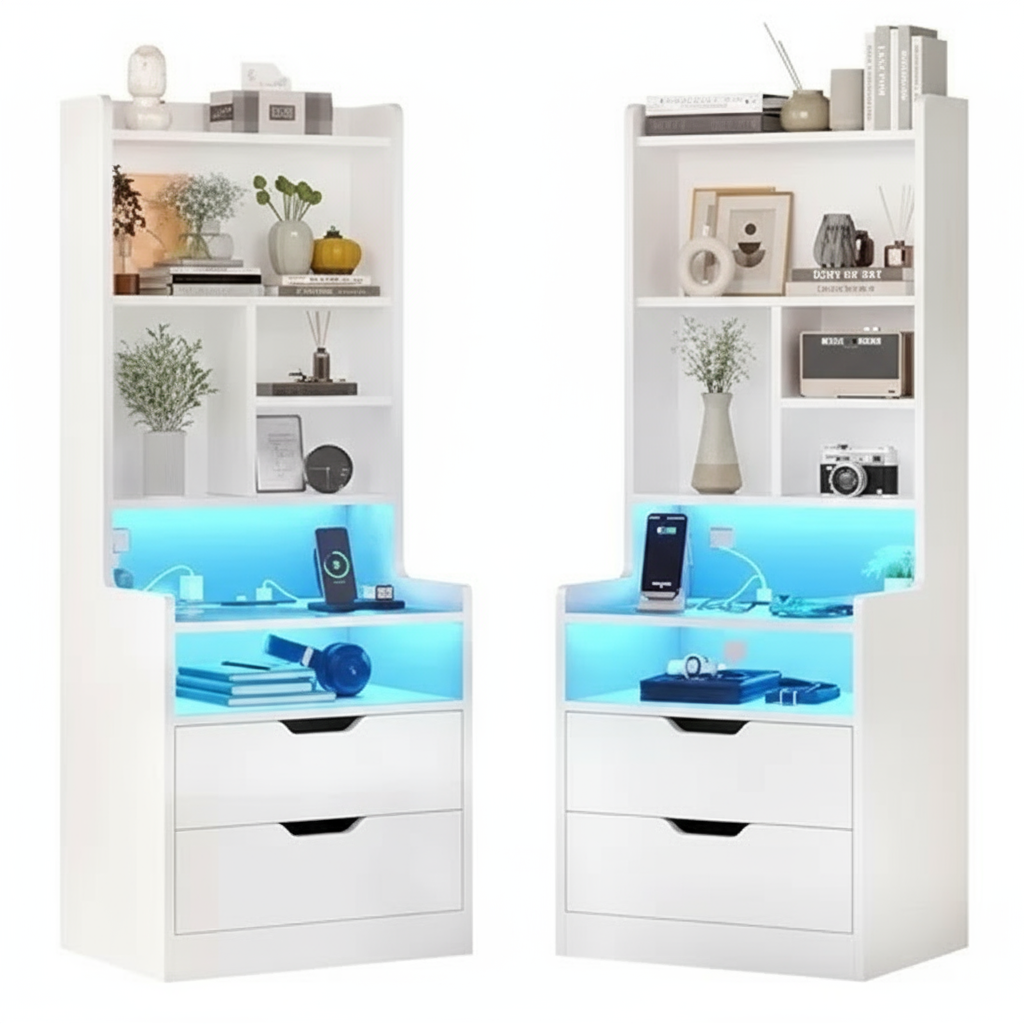 Tall Night Stands with Charging Station