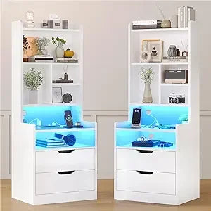 Tall Night Stands with Charging Station