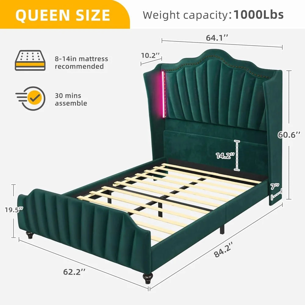YITAHOME Wingback Queen Bed