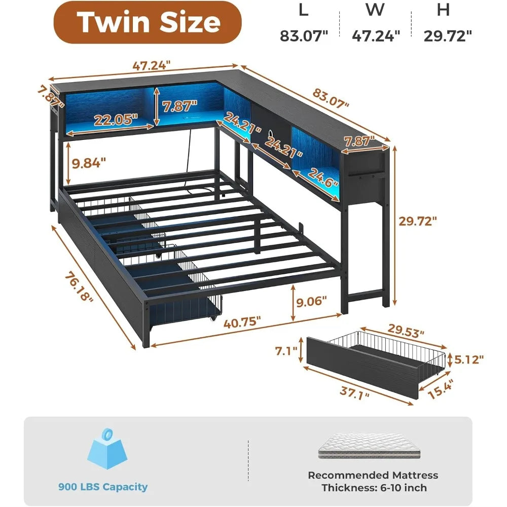 DICTAC Twin Corner Storage Bed