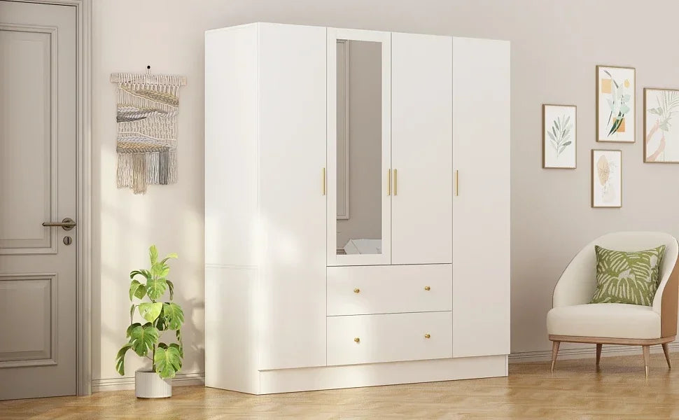 4-Door Wardrobe with Mirror