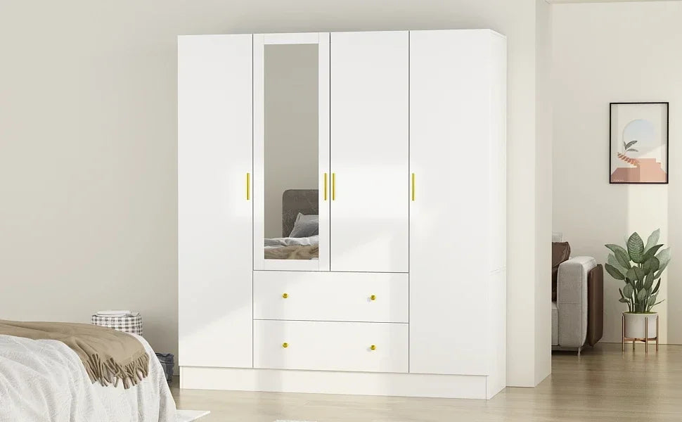 4-Door Wardrobe with Mirror