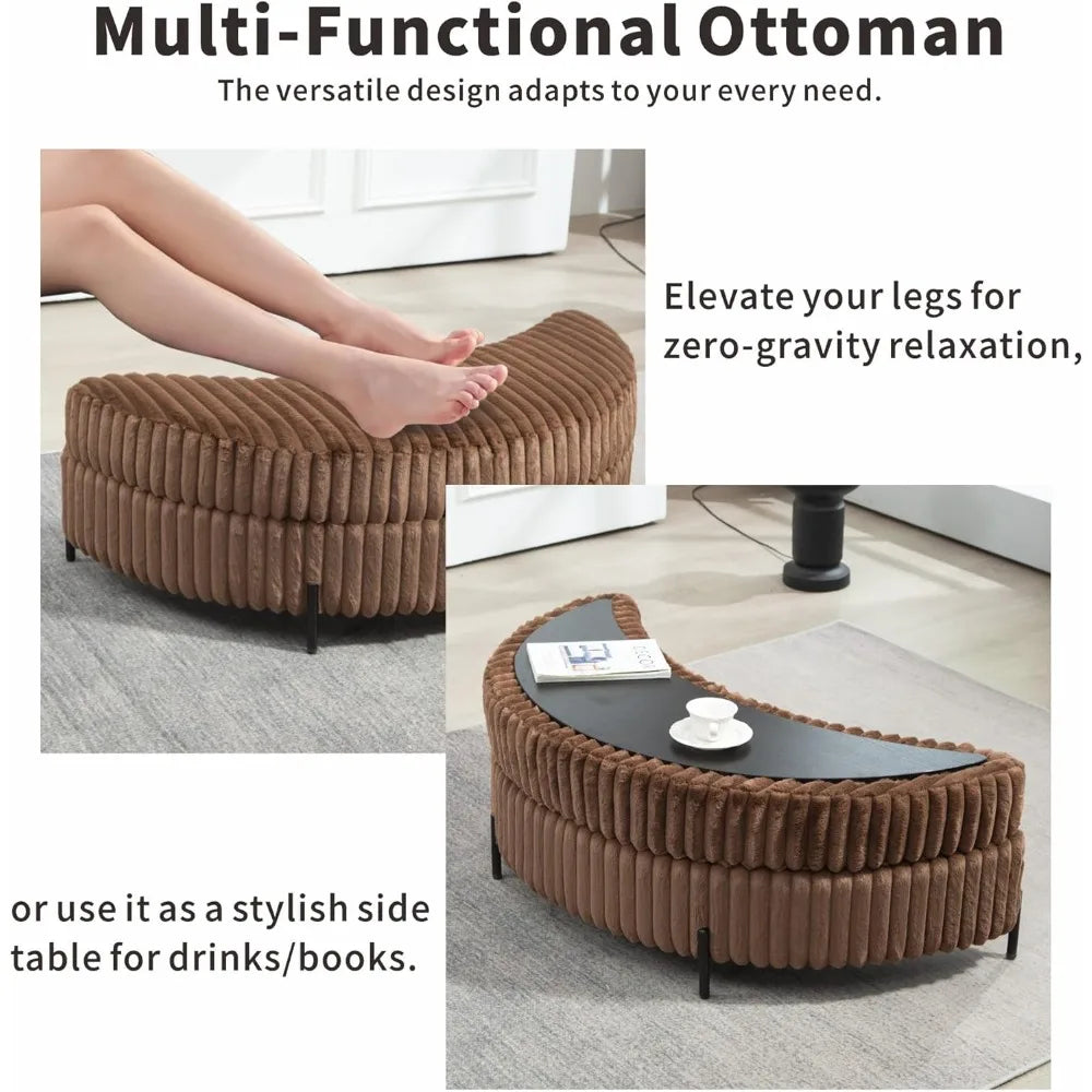 Round Barrel Chaise with Ottoman