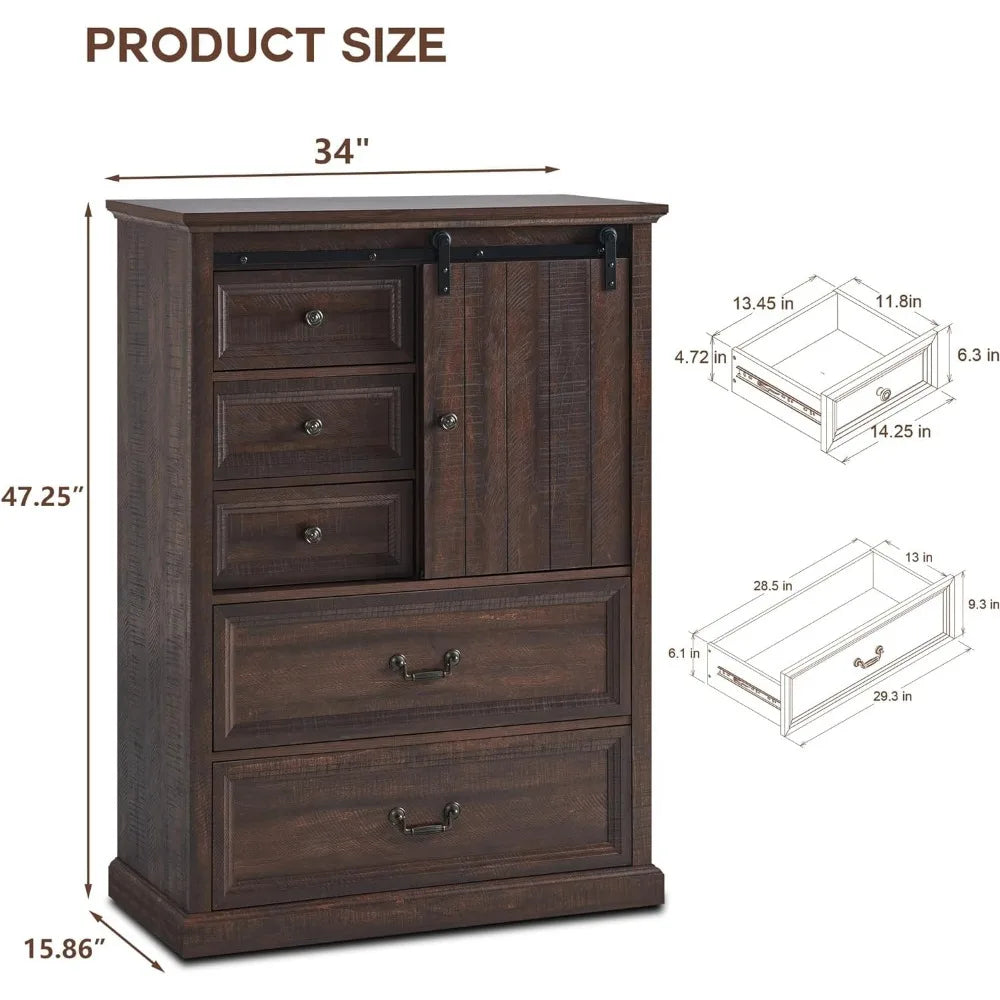 Farmhouse 5 Drawers Dresser