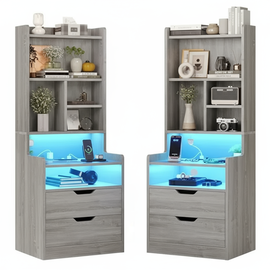 Tall Night Stands with Charging Station