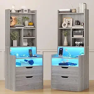 Tall Night Stands with Charging Station