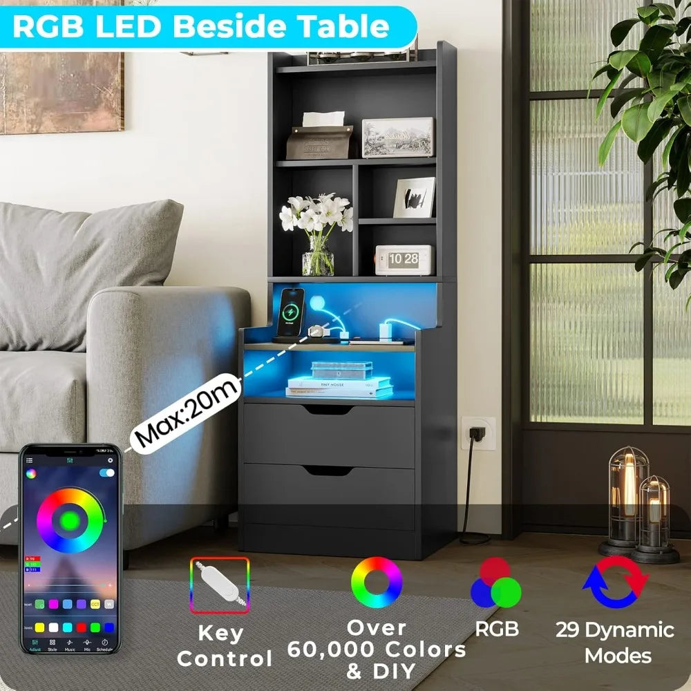 Tall Night Stands with Charging Station