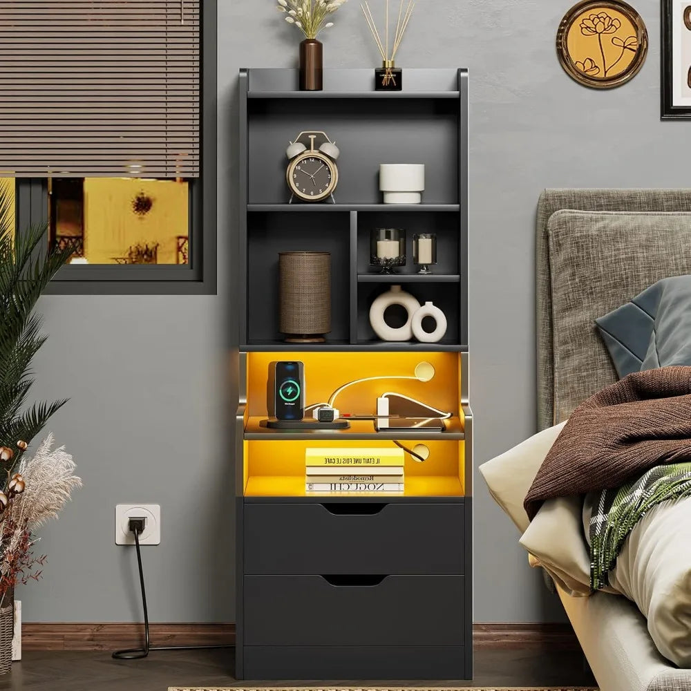 Tall Night Stands with Charging Station