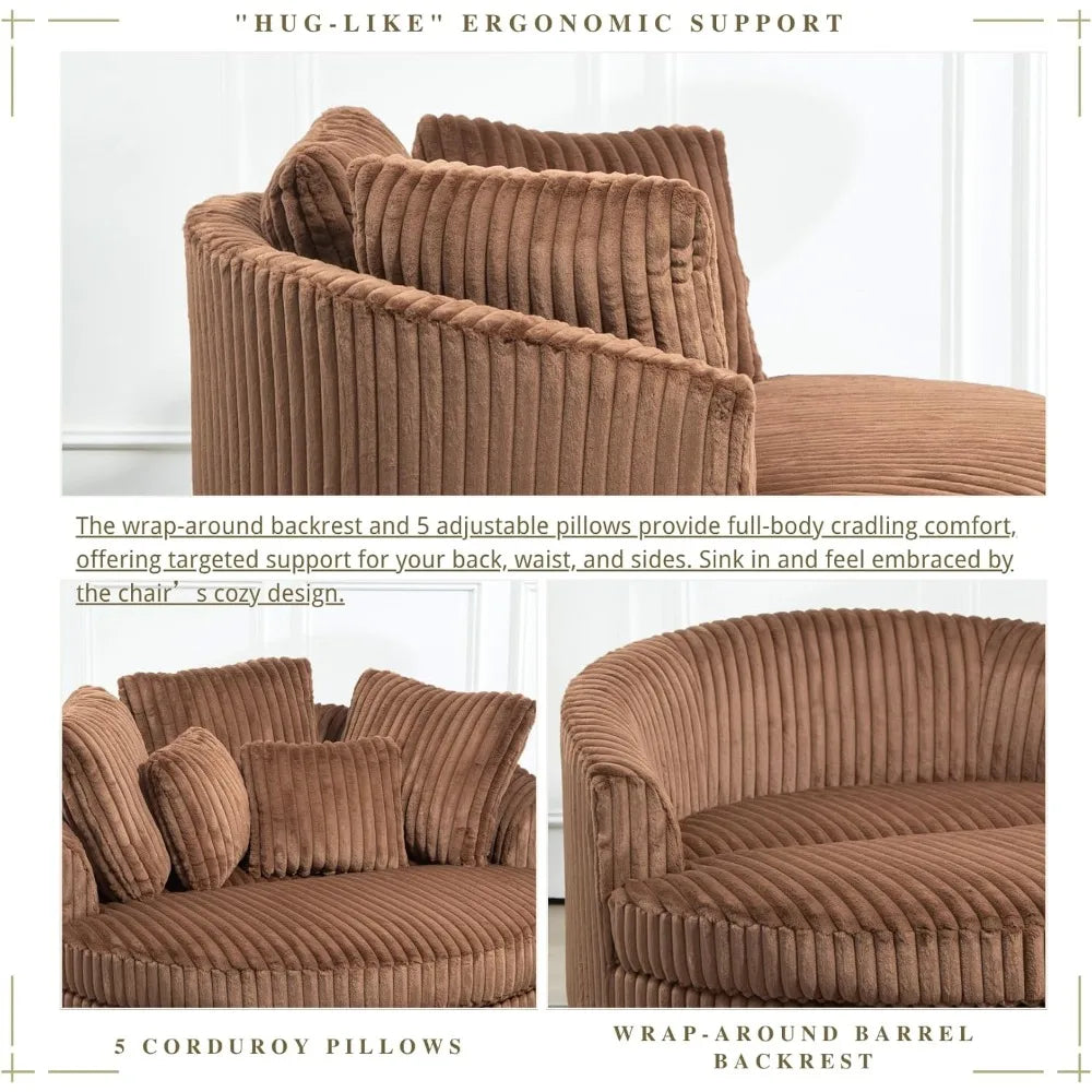 Round Barrel Chaise with Ottoman