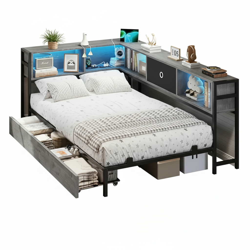 DICTAC Twin Corner Storage Bed