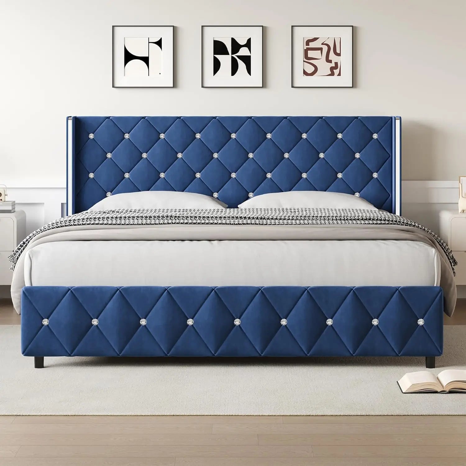 Upholstered King Wingback Bed