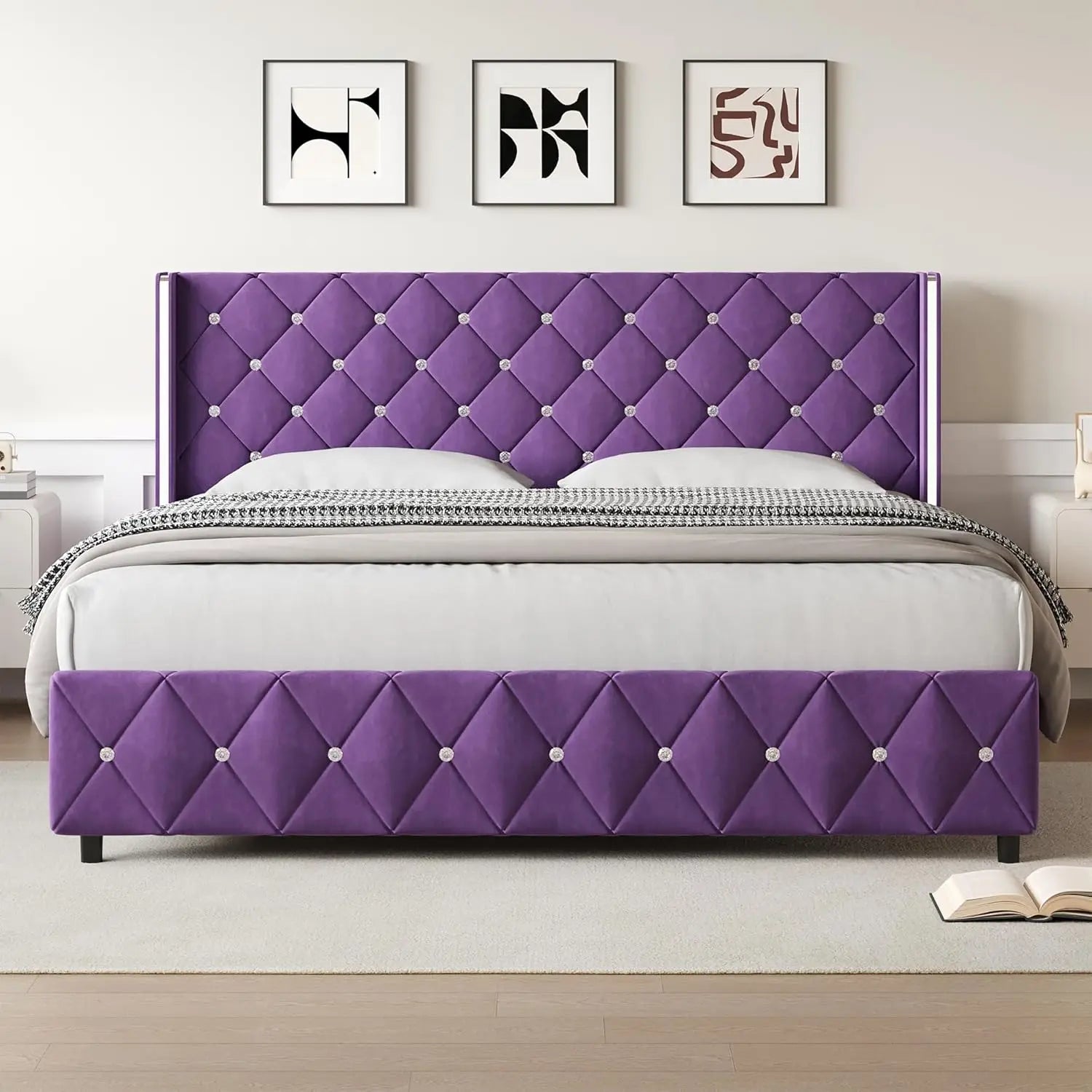 Upholstered King Wingback Bed