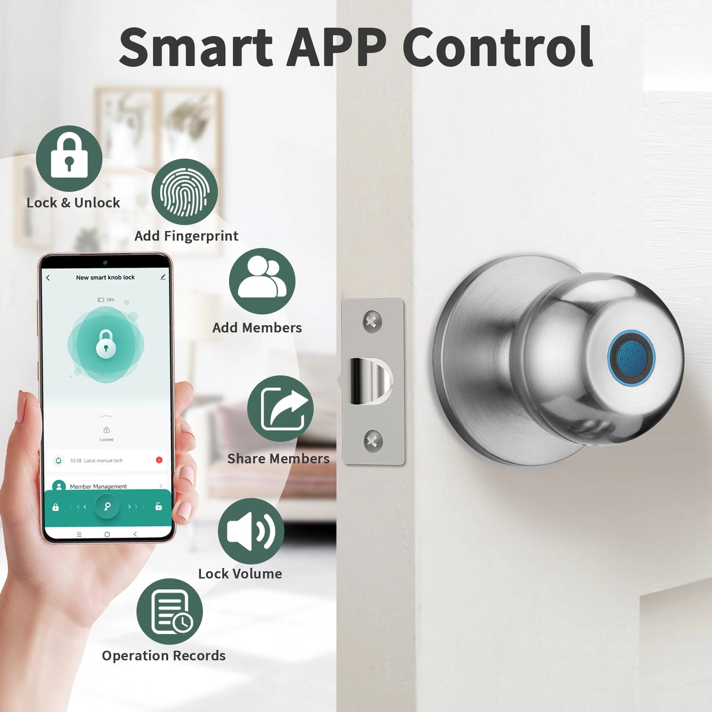 Smart Door Knob Lock with Fingerprint Biometrics