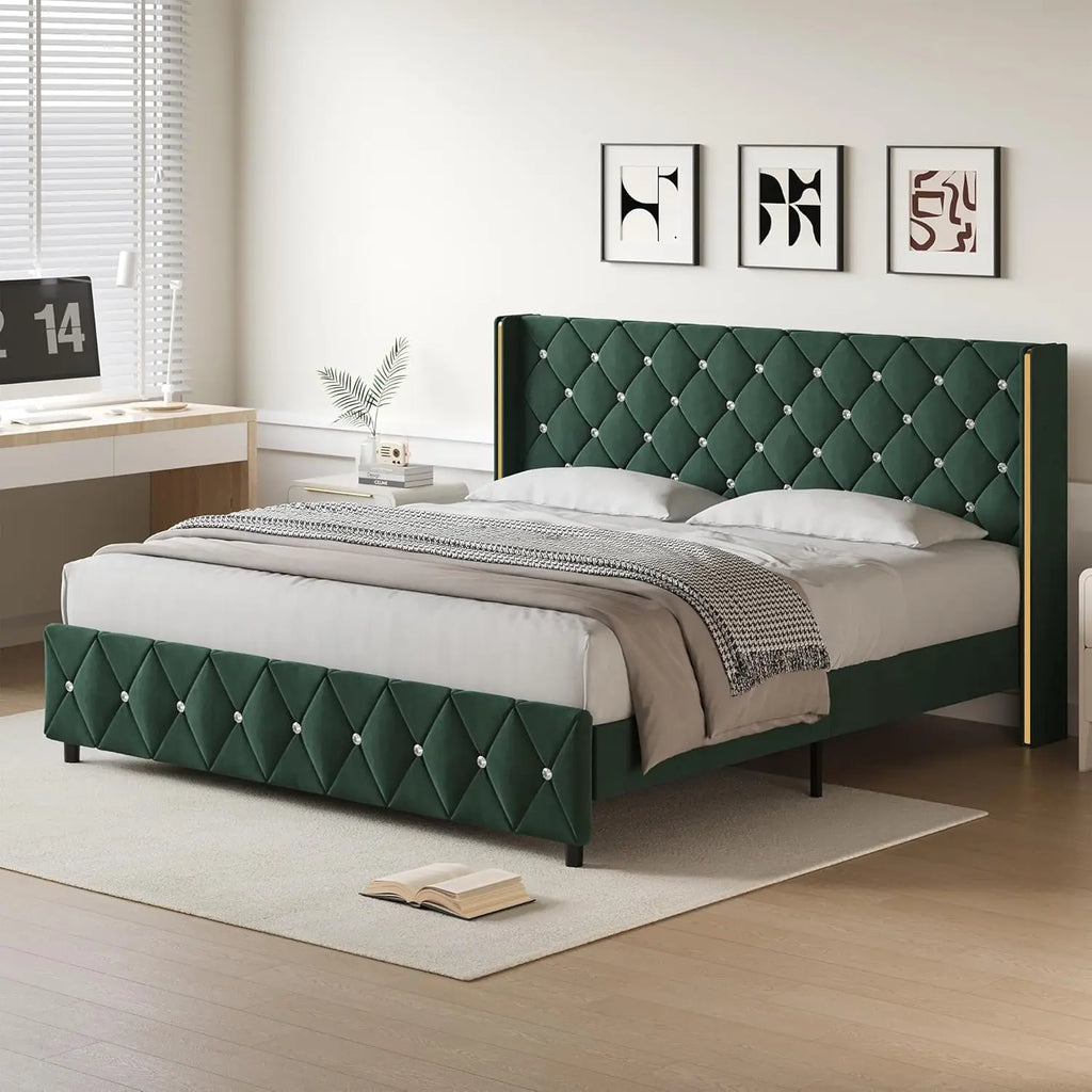 Upholstered King Wingback Bed