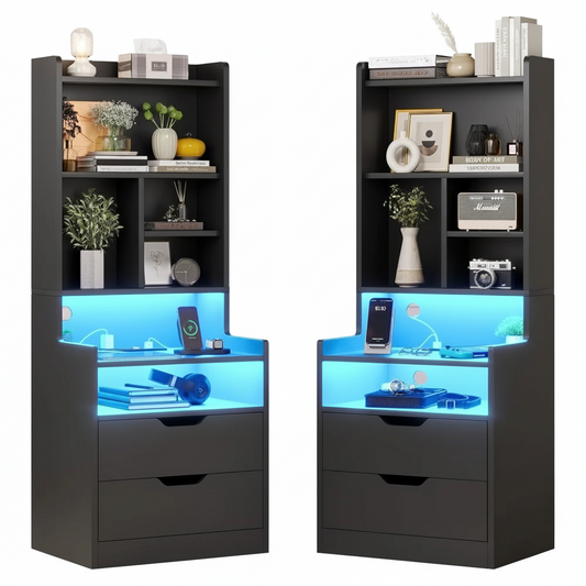 Tall Night Stands with Charging Station