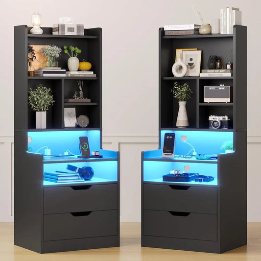 Tall Night Stands with Charging Station