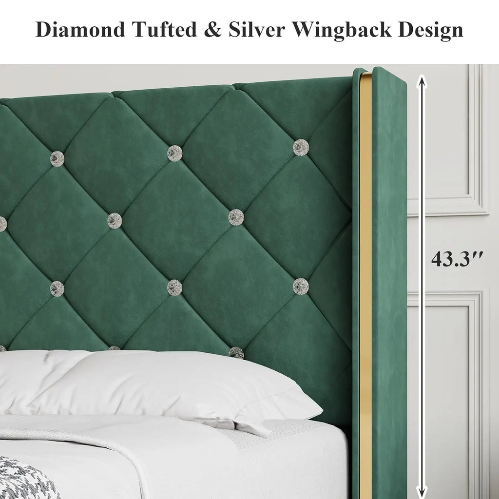 Upholstered King Wingback Bed