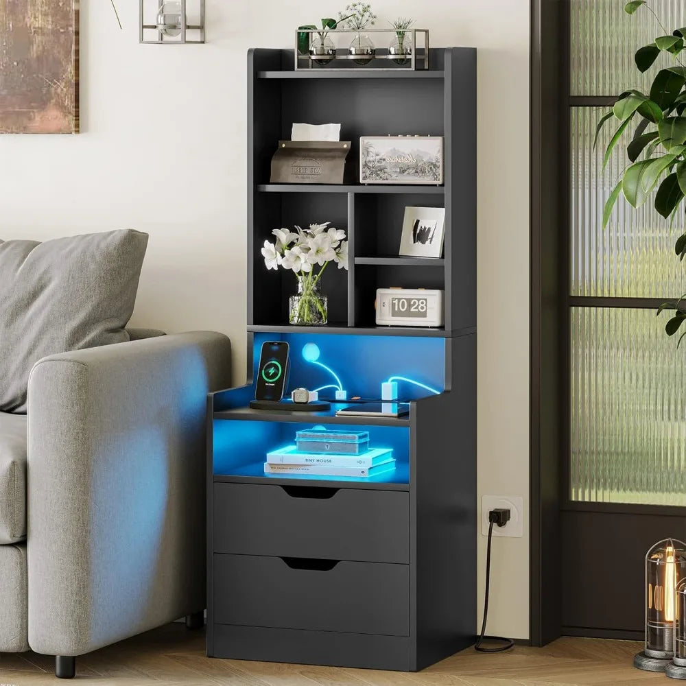 Tall Night Stands with Charging Station