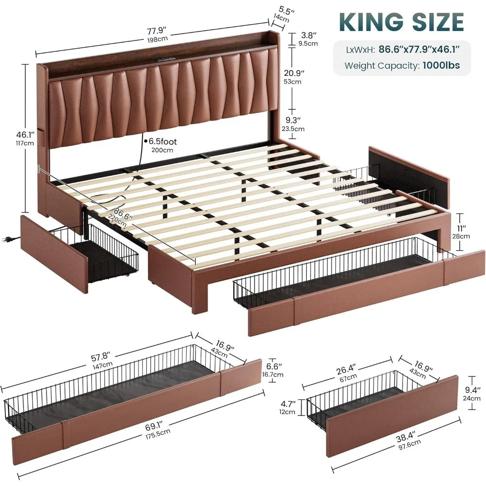 King Platform Bed with Storage