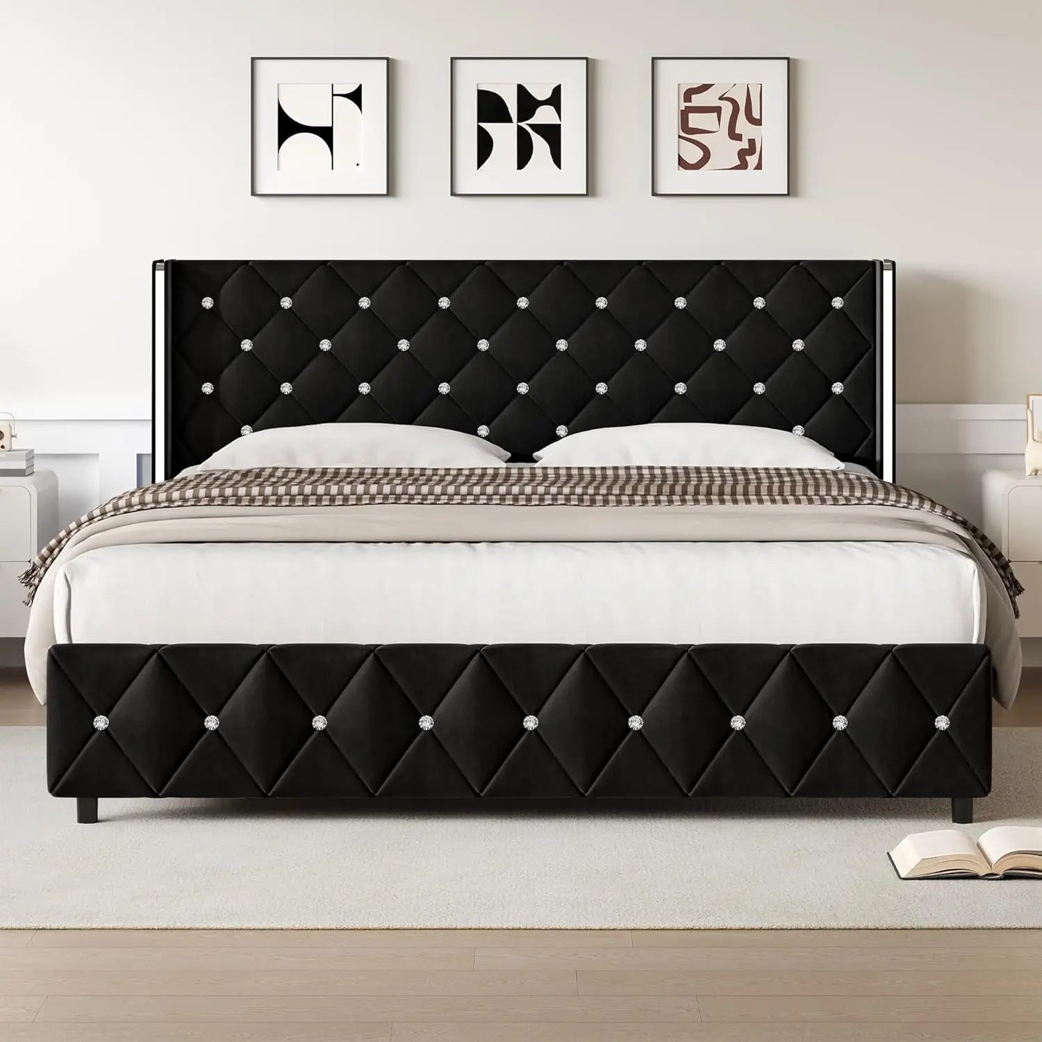 Upholstered King Wingback Bed