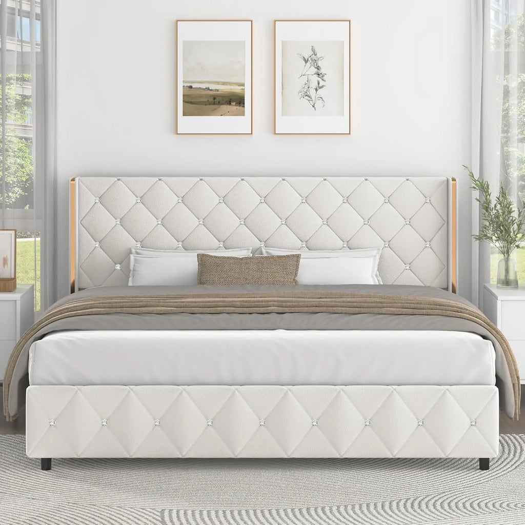Upholstered King Wingback Bed