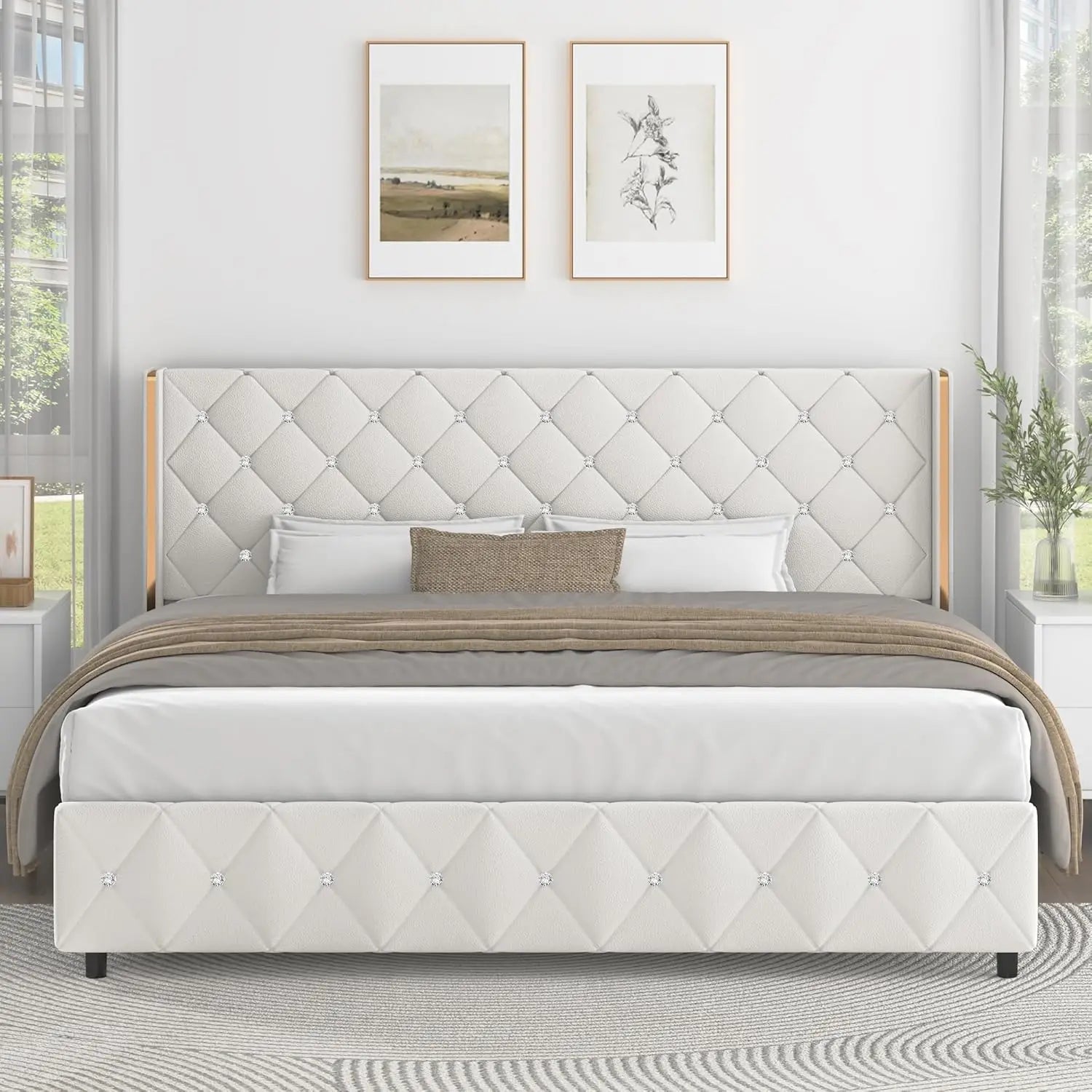 Upholstered King Wingback Bed