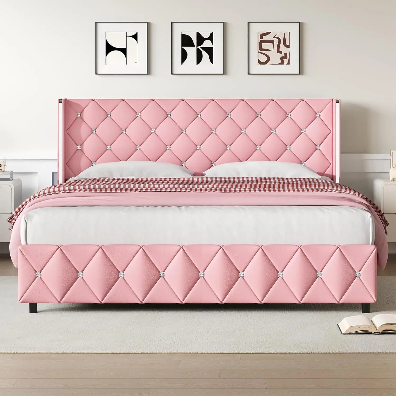 Upholstered King Wingback Bed