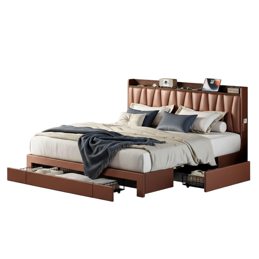 King Platform Bed with Storage
