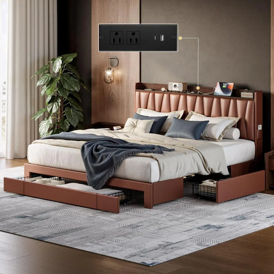 King Platform Bed with Storage