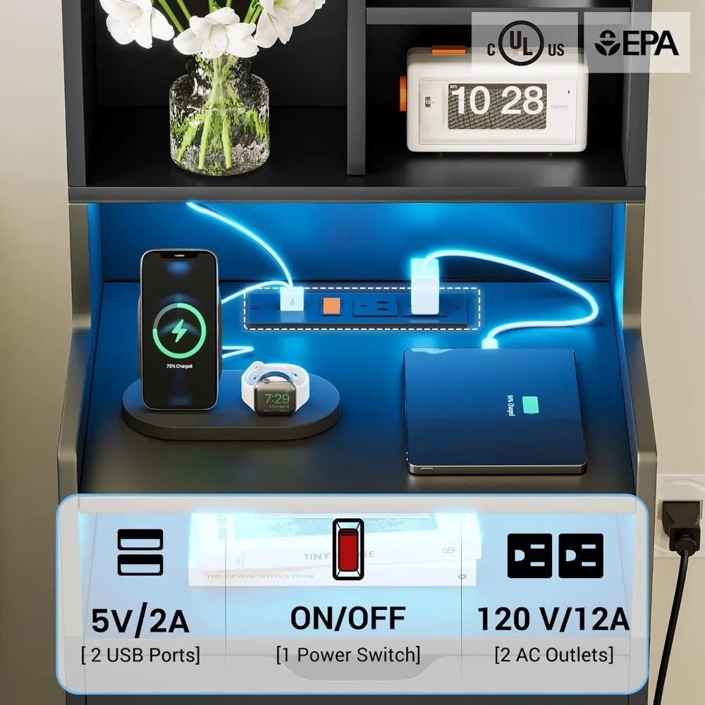 Tall Night Stands with Charging Station