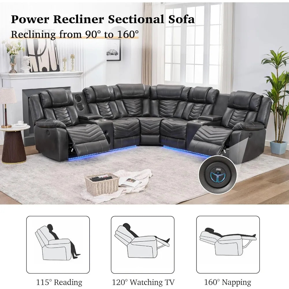 3 Piece Power Reclining Sectional Set