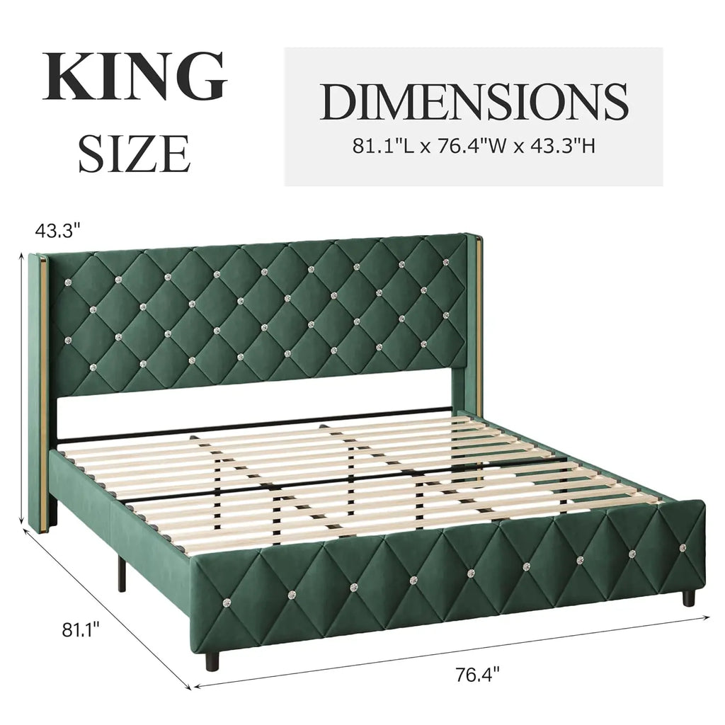 Upholstered King Wingback Bed