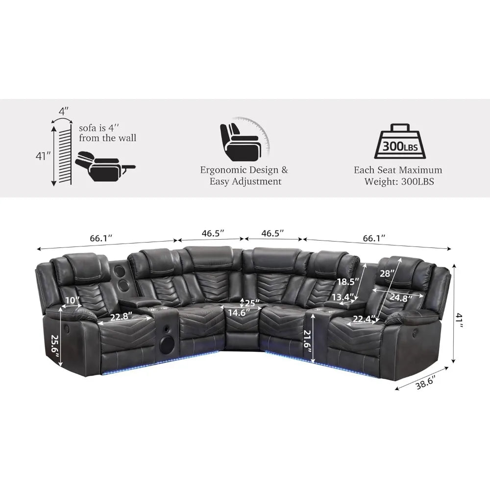 3 Piece Power Reclining Sectional Set