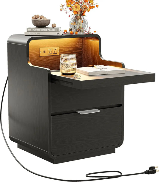 LIKIMIO Nightstand with Charging Station