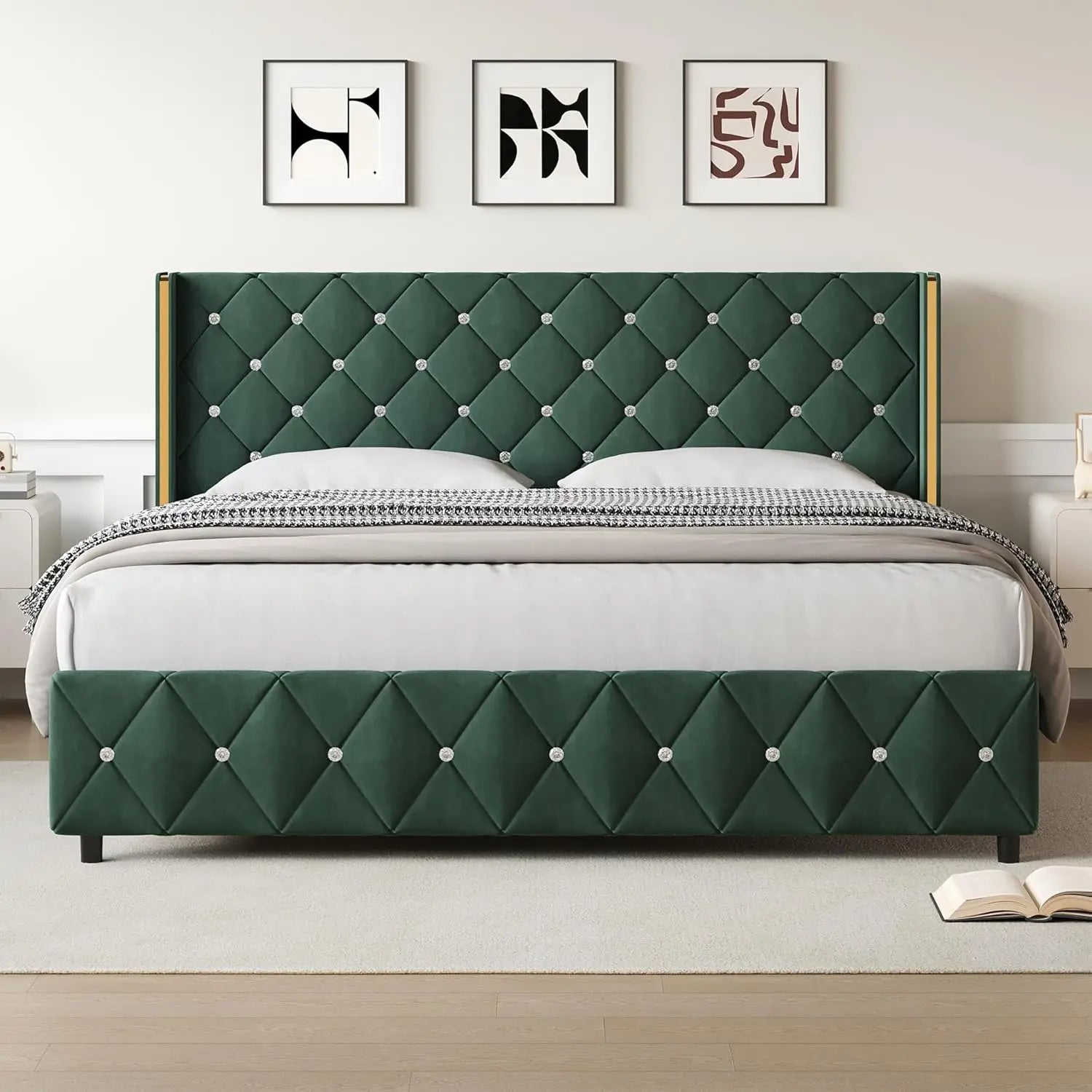 Upholstered King Wingback Bed