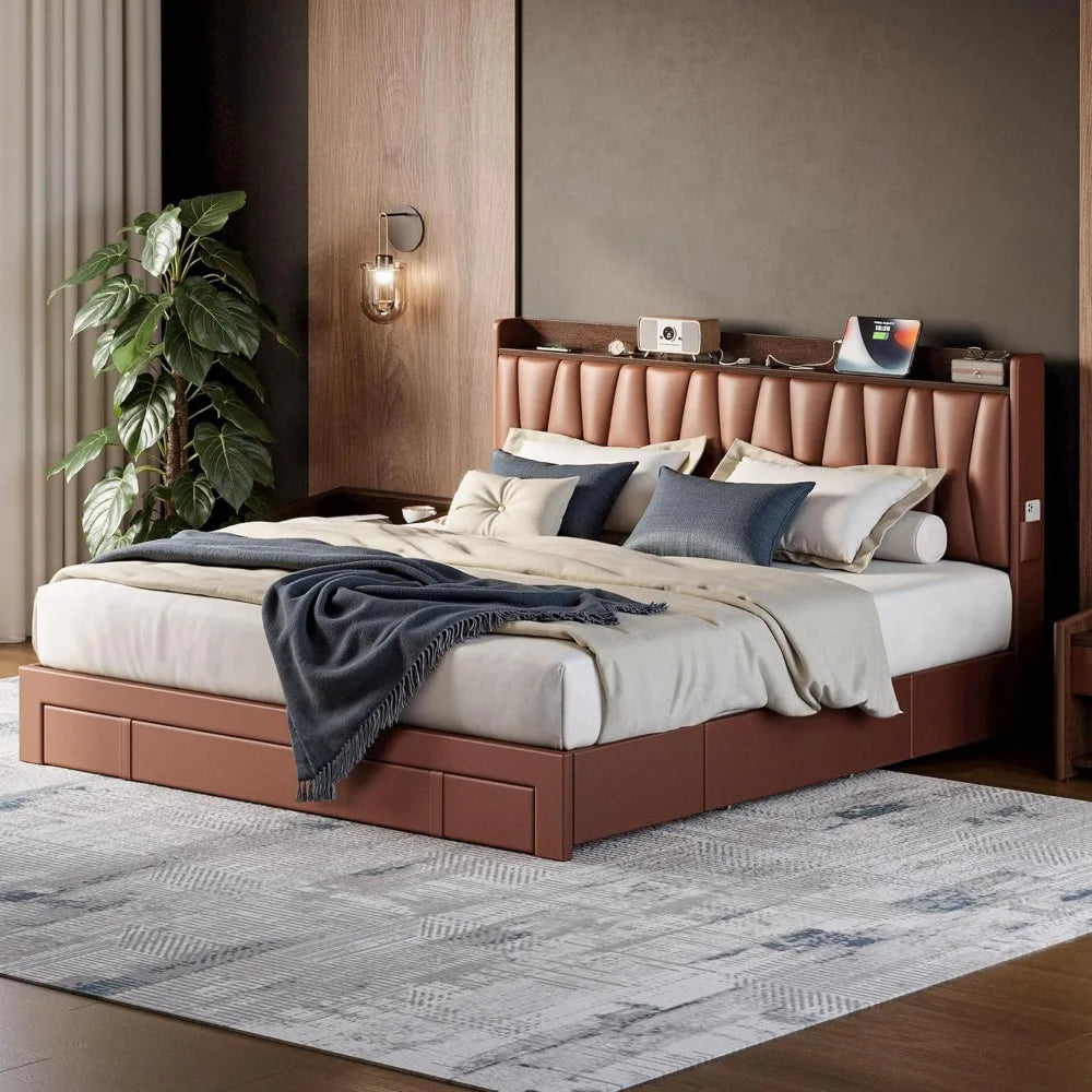 King Platform Bed with Storage