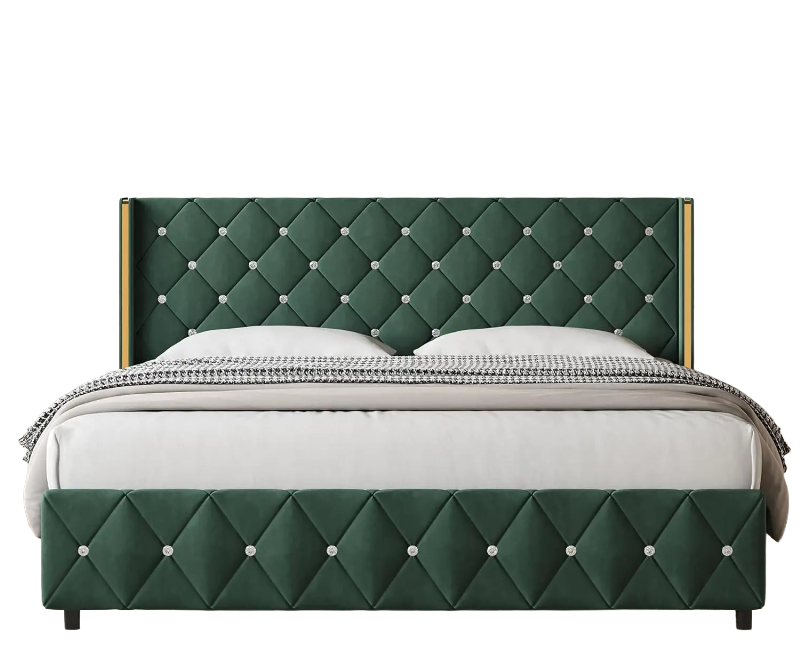 Upholstered King Wingback Bed